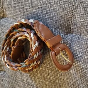 Braided Leather Belt with Multicolor Accents